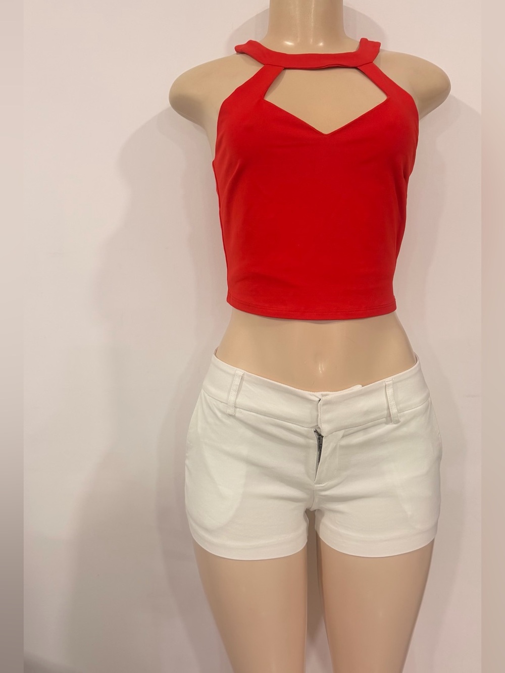 Guess White low-Waist Stretch Shortie Shorts